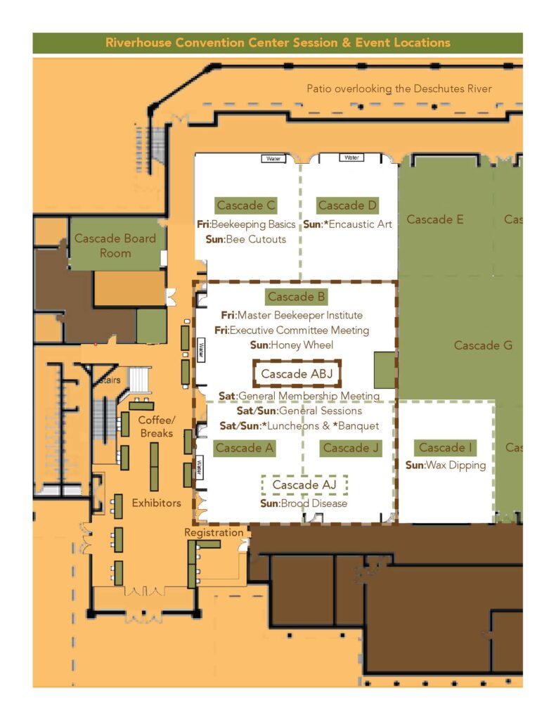 floor plan with locations for conference sessions